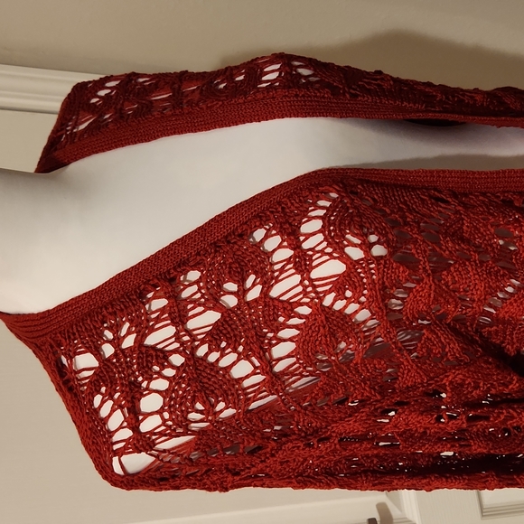 NWT BONGO Red Open Knit Cardigan Sz L - Picture 2 of 5